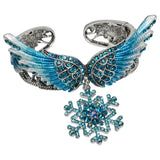 Snowflake Wing Bangle Bracelet Silver Crystal Jewelry