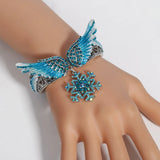 Snowflake Wing Bangle Bracelet Silver Crystal Jewelry