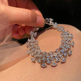 Snowflake Water Drop Bracelet Double Row Crystal Sparkling Hand Chain