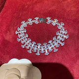 Snowflake Water Drop Bracelet Double Row Crystal Sparkling Hand Chain