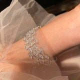 Snowflake Water Drop Bracelet Double Row Crystal Sparkling Hand Chain