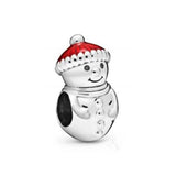 925 Sterling Silver Snowman & Santa Hat Charm for Bracelet DIY Jewelry