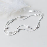 925 Silver Double Layer Snake Bone Chain Bracelet GTLS415