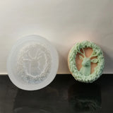 Christmas Deer Wreath Soap Candle Mould Silicone DIY Gift