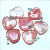 10pcs Cherry Quartz Red Glass Heart Pendant 25mm for Necklace