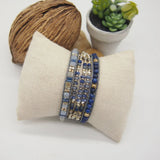 Sodalite Lapis Lazuli Triple Strands 5 Wraps Bohemian Beadwork Crystal Bracelet