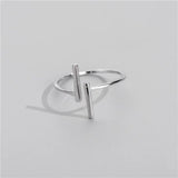 Sodrov Silver 925 Double T Ring Open Adjustable Classic Silver Ring