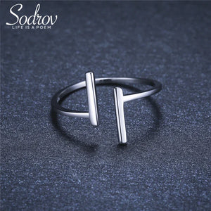 Sodrov Silver 925 Double T Ring Open Adjustable Classic Silver Ring