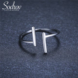 Sodrov Silver 925 Double T Ring Open Adjustable Classic Silver Ring