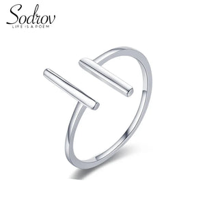 Sodrov Silver 925 Double T Ring Open Adjustable Classic Silver Ring