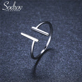 Sodrov Silver 925 Double T Ring Open Adjustable Classic Silver Ring