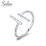 Sodrov Silver 925 Double T Ring Open Adjustable Classic Silver Ring