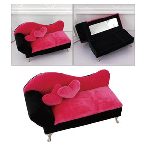 Flannel Sofa Jewelry Box Organizer for Earrings Necklaces Rings