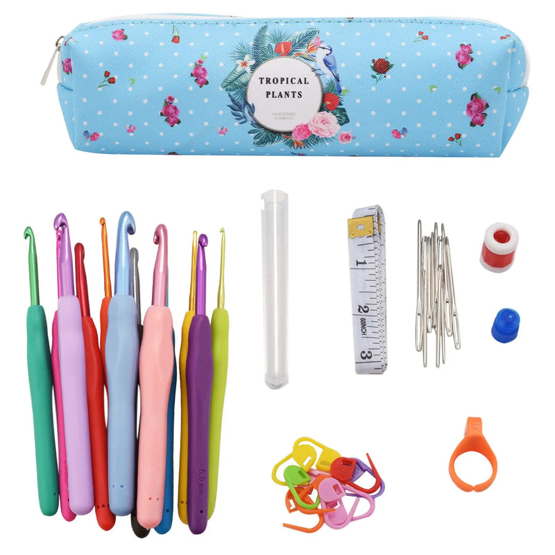Soft Handle Crochet Hooks Kit Yarn Knitting Needles Set