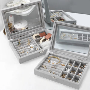 Velvet Stackable Jewelry Tray Ring Display Storage Box