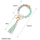 Wood Beads Bracelet With Tassel & Keys for Women Multicolor Keychain
