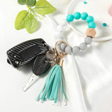 Wood Beads Bracelet With Tassel & Keys for Women Multicolor Keychain