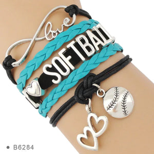 Softball Sports Love Infinity Charm Bracelets Jewelry Gift