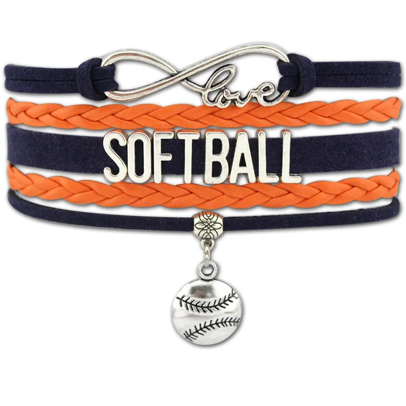 Softball Sports Love Infinity Charm Bracelets Jewelry Gift