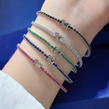 925 Silver Lab Sapphire Emerald Ruby Diamond Tennis Chain Bracelet
