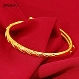 999 Yellow Bangles Jewelry for Women Wedding Pulseira Feminina