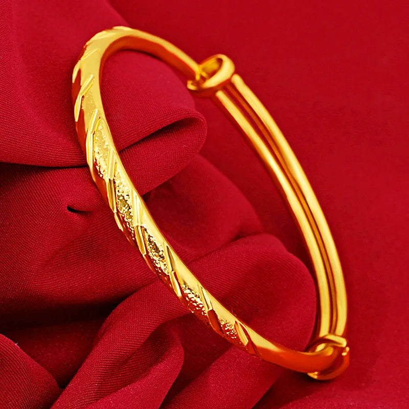 999 Yellow Bangles Jewelry for Women Wedding Pulseira Feminina