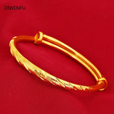 999 Yellow Bangles Jewelry for Women Wedding Pulseira Feminina