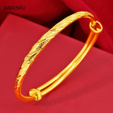 999 Yellow Bangles Jewelry for Women Wedding Pulseira Feminina