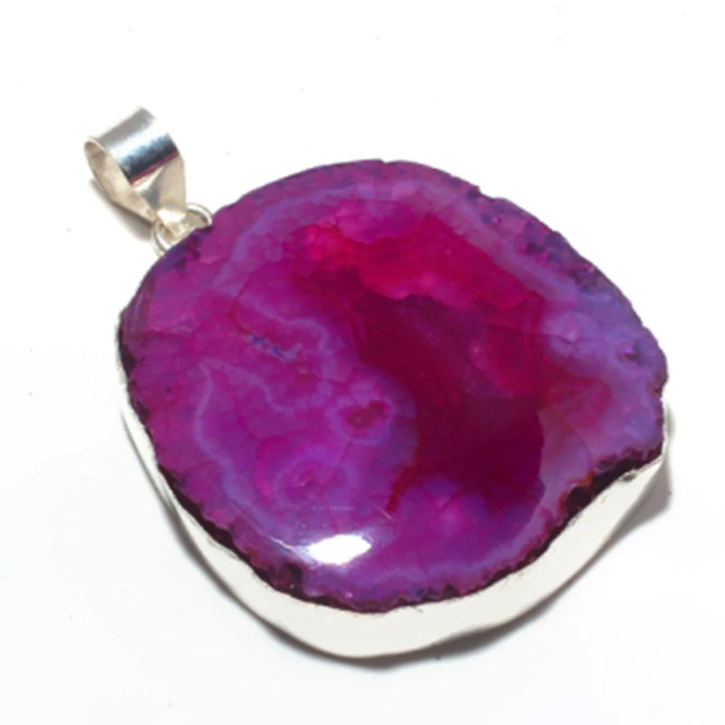 Solar Agates Pendant Silver Overlay on Copper Jewelry Woman