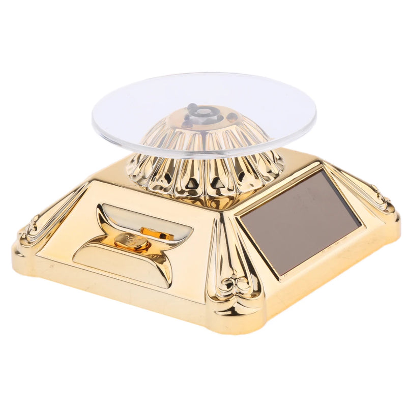 Solar Powered 360? Rotating Jewelry Display Stand LED Light Turntable - Golden