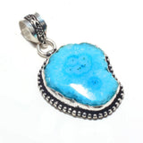 Solar Quartz Pendant Silver Overlay Copper Jewelry Woman 49mm P7981