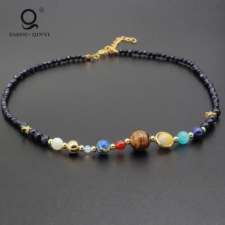Solar System 8 Planets Necklace Planetary Jewelry
