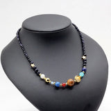 Solar System Necklace Universe Galaxy 8 Natural Stone Beads Necklaces