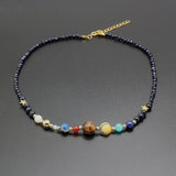 Solar System Necklace Universe Galaxy 8 Natural Stone Beads Necklaces