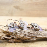 Bronze Lion Amethyst Geode Slice Pendant Necklace