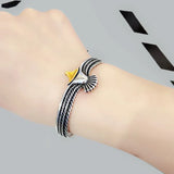Thai Silver Retro Eagle Feather Wings 925 Sterling Silver Bracelet