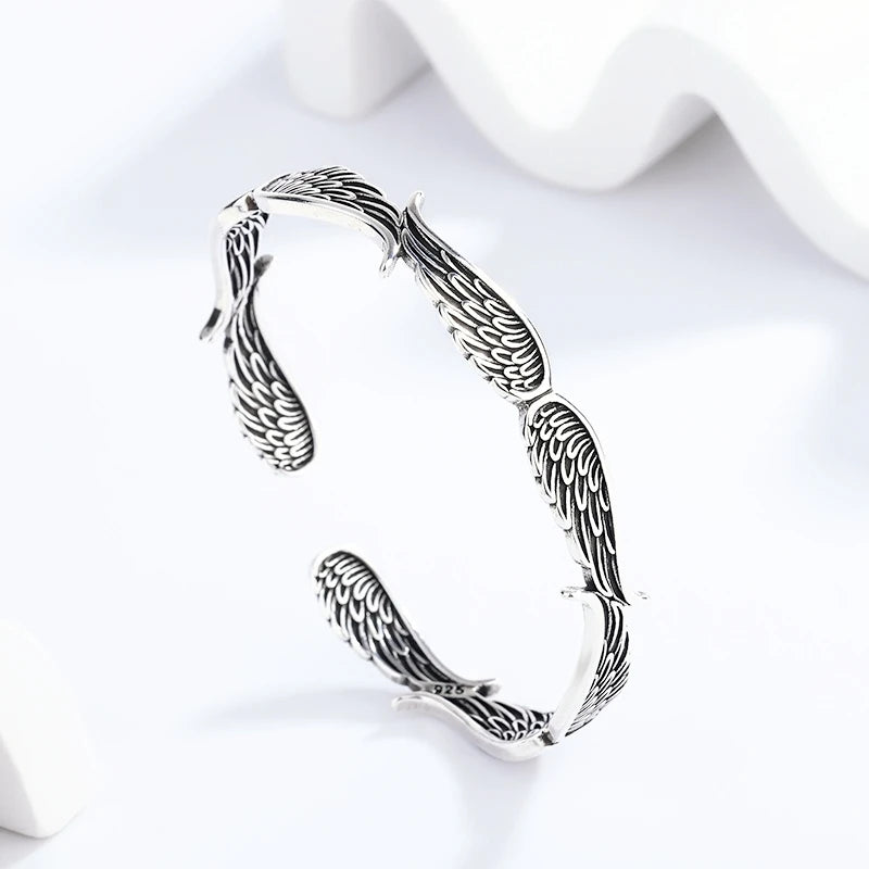 Vintage Angel Wings Silver Female Resizable Bracelet
