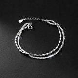 925 Silver Gypsophila Double Bean Chain Bracelets Women Jewelry