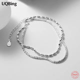 925 Silver Gypsophila Double Bean Chain Bracelets Women Jewelry