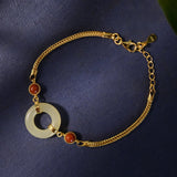 Solid 14k Bracelet Women Not Fade Wedding Natural Jade Stone