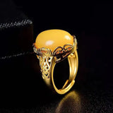 14k Yellow Gold Amber Cut Citrine Natural Diamond Engagement Ring