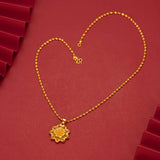 18k Yellow Hollow Sun Flower Necklace for Women Bride Charm Fine Jewelry