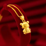 18k Yellow Tiger Pendant Necklace for Women Real Fine Jewelry