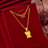 18k Yellow Tiger Pendant Necklace for Women Real Fine Jewelry