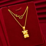18k Yellow Tiger Pendant Necklace for Women Real Fine Jewelry