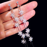 Solid 925 Drop Earrings For Women CZ Fine Jewelry Vintage Stud Earring