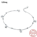 925 Silver Anklet Women Butterfly & Heart Pendant