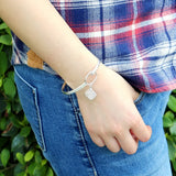 925 Silver Bell Pendant Bangle Bracelet Fine Jewelry