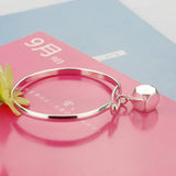 925 Silver Bell Pendant Bangle Bracelet Fine Jewelry