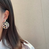 Multicolor CZ Butterfly Circle Drop Earrings 925 Silver Wedding Dangler